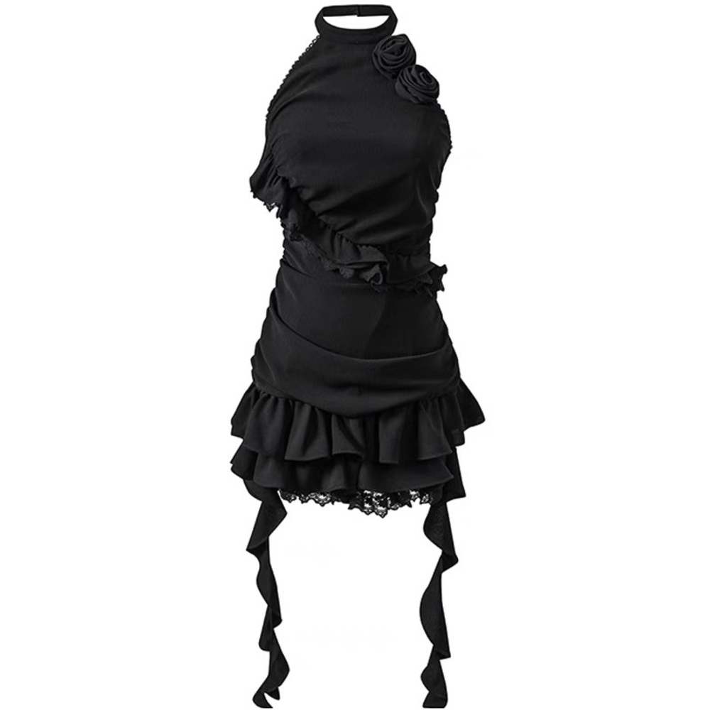 Underpass Halter Neck Ruffle Hem dress